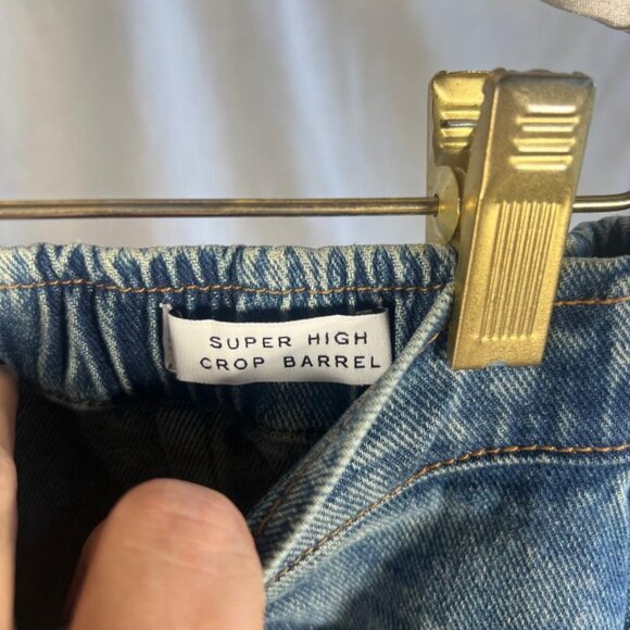 NWT Frayed Super High Crop Barrel Jeans in Province - Size 26 - Picture 5 of 11